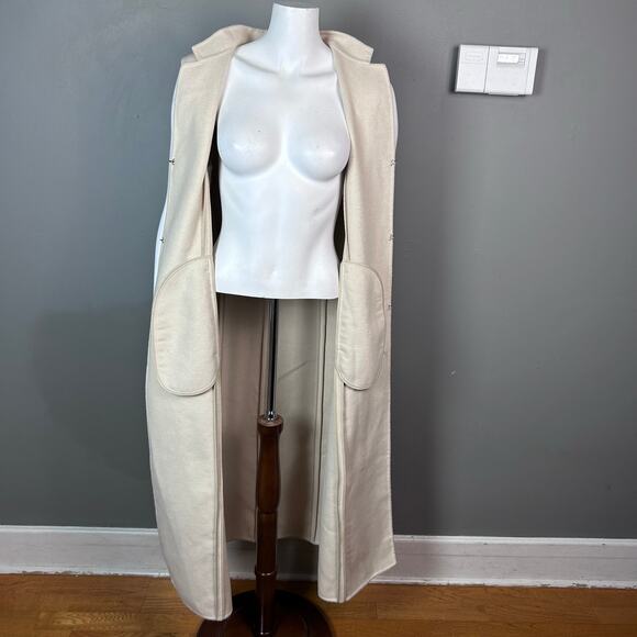 BCBG MaxAzria long vest medium cream wool minimalist quiet luxury cream Thrones - Picture 8 of 15